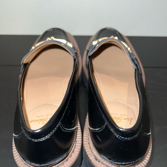 Sam Edelman Glossy Black Loafers with Gold Accent - Picture 12 of 13